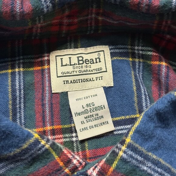 L.L. Bean Men's Scotch Plaid Flannel Shirt - Navy/Red - Picture 3 of 5